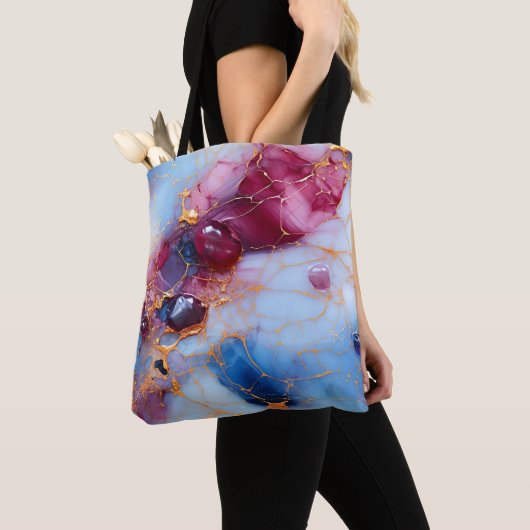 Rosa- & Saphir-Marmor mit Goldadern Tasche (Von Nahem)