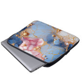 Rosa & Saphir-Marmor mit goldenen Perlen Laptopschutzhülle (Vorne Knopf)