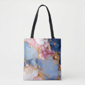 Rosa & Saphir-Marmor mit goldenen Perlen Tasche (Vorderseite)