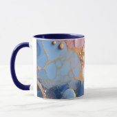 Rosa & Saphir-Marmor mit goldenen Perlen Tasse (Links)