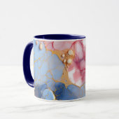 Rosa & Saphir-Marmor mit goldenen Perlen Tasse (Vorderseite Links)