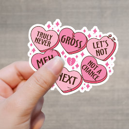 Rosa Sarcastic Anti-Valentine Candy Hearts Vinyl Aufkleber