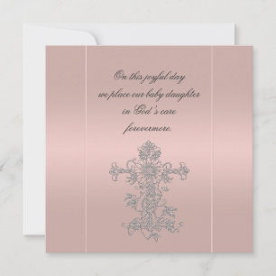 Rosa-Satin-Kreuz-Taufe Einladung