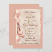 Rosa Satin Ribbon feierliche Hochzeit Einladung (Vorne/Hinten)