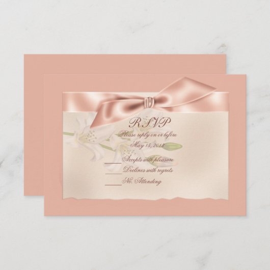 Rosa Satin Ribbon RSVP-Karten RSVP Karte (Vorne/Hinten)