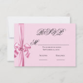 Rosa Satin Ribbon Simple Wedding RSVP (Vorderseite)