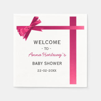 Rosa Satin-Schleifen-Baby-Mädchen-Party Serviette