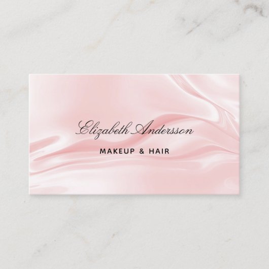 Rosa Satin-Seide Foto elegant QR-Code Visitenkarte (Vorderseite)