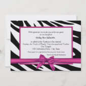 Rosa Satin und Streifen Bat Mitzvah Einladung (Rückseite)