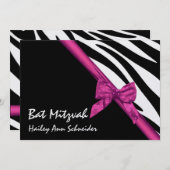 Rosa Satin und Streifen Bat Mitzvah Einladung (Vorne/Hinten)