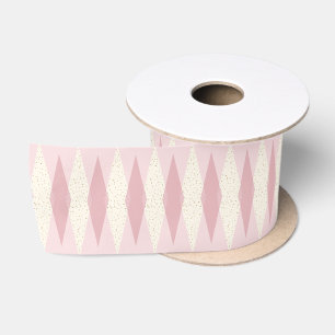 Rosa Satinband im Mid-Century-Modern-Argyle-Stil