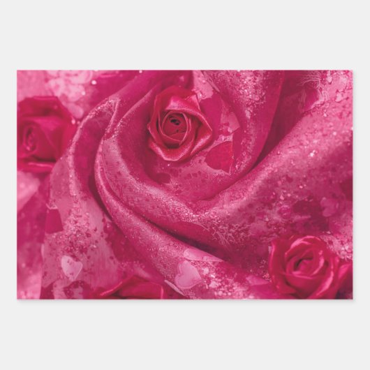 Rosa Satinrose Geschenkpapier Set (Vorderseite 2)