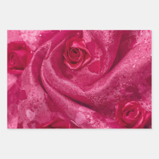 Rosa Satinrose Geschenkpapier Set