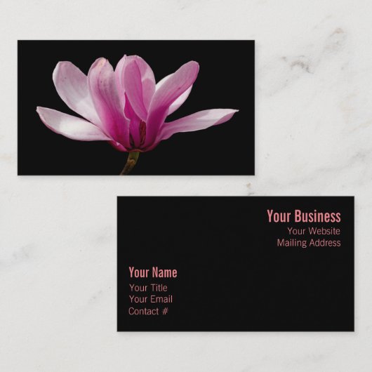 Rosa Saucer Magnolia Blüten Visitenkarte (Vorne/Hinten)