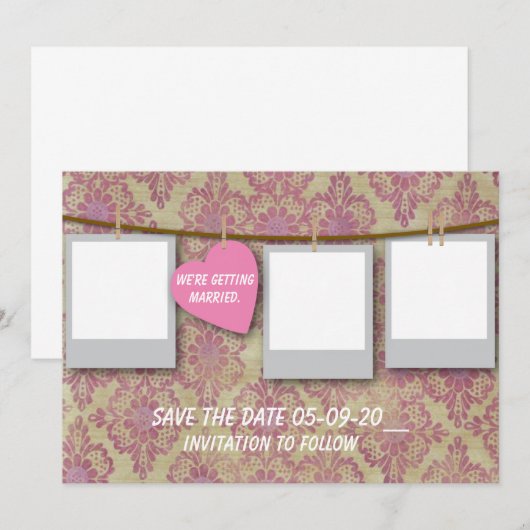 Rosa Save the Date (Vorne/Hinten)