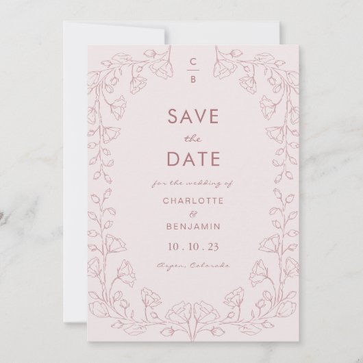 Rosa Save the Date (Vorderseite)