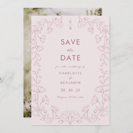 Rosa Save the Date (Vorne/Hinten)