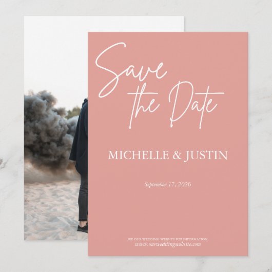 Rosa Save The Date (Vorne/Hinten)