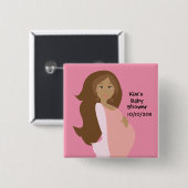 Rosa-Save the Date Baby-Dusche - personalisiert Button (Vorne & Hinten)