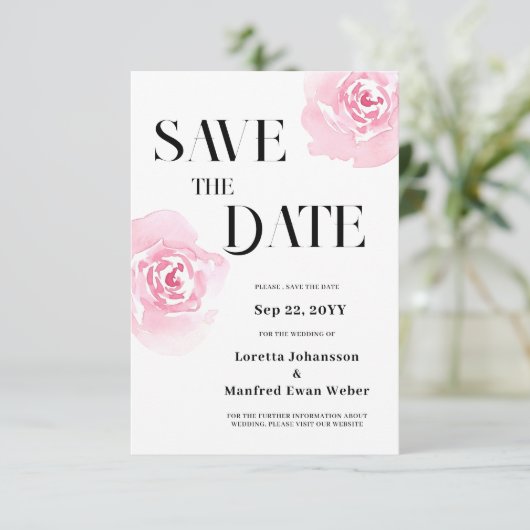 Rosa Save the Date Einladung (Stehend Vorderseite)