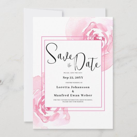 Rosa Save the Date Einladung (Vorderseite)