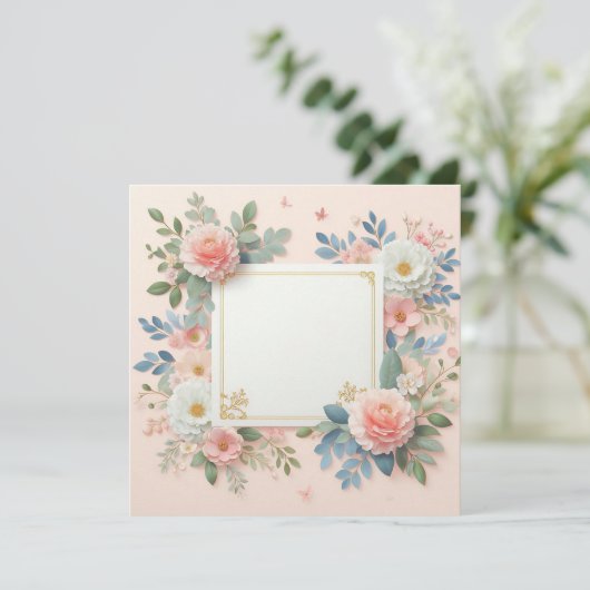 Rosa Save the Date Einladung (Stehend Vorderseite)