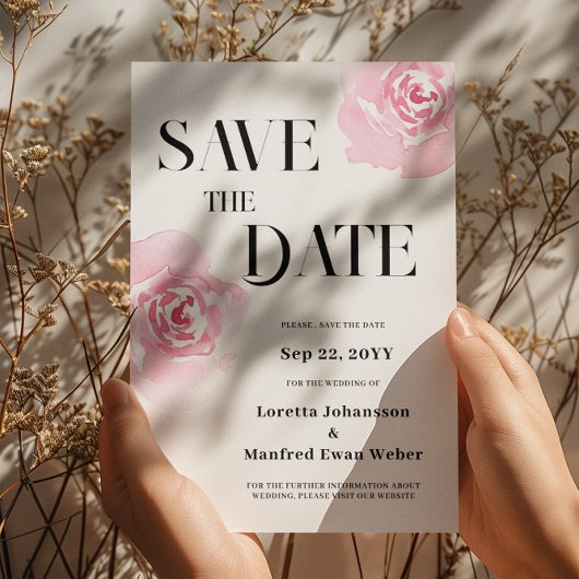 Rosa Save the Date Einladung