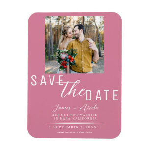 Rosa Save-the-Date-Foto-Hochzeit Magnet