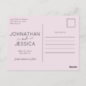 Rosa Save the Date Foto Kalender Postkarte (Rückseite)