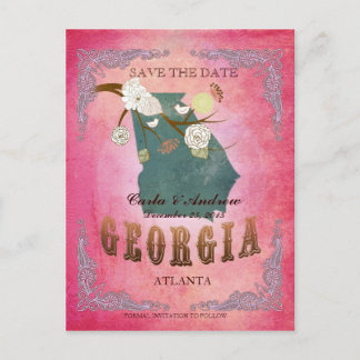 Rosa Save The Date - Georgia Karte mit lieblichen 