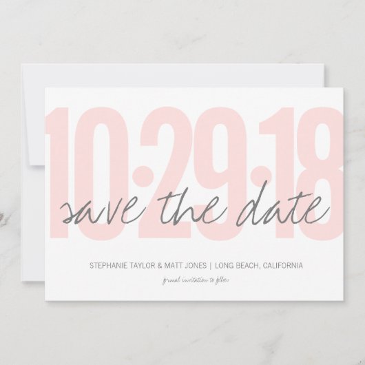 Rosa Save the Date, Hochzeit, Foto auf der Rücksei Date (Vorderseite)
