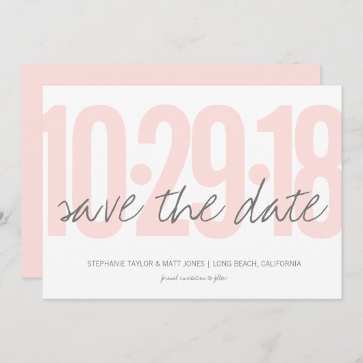 Rosa Save the Date, Hochzeit, Foto auf der Rücksei Save The Date (Vorne/Hinten)