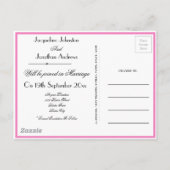 Rosa Save the Date Hochzeitsankündigung Postkarte (Rückseite)