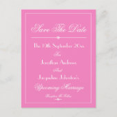 Rosa Save the Date Hochzeitsankündigung Postkarte (Vorderseite)