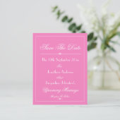 Rosa Save the Date Hochzeitsankündigung Postkarte (Stehend Vorderseite)