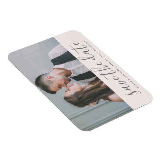 Rosa Save the Date Hochzeitsstich - Foto Magnet (Rechte Seite)