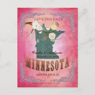 Rosa Save The Date - MN Karte mit lieblichen Vögel