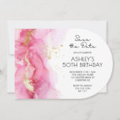 Rosa Save the Date Moderner 50. Geburtstag Einladung (Vorderseite)