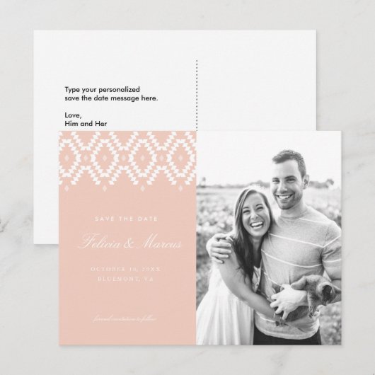 Rosa Save the Date Postkarte (Vorne/Hinten)