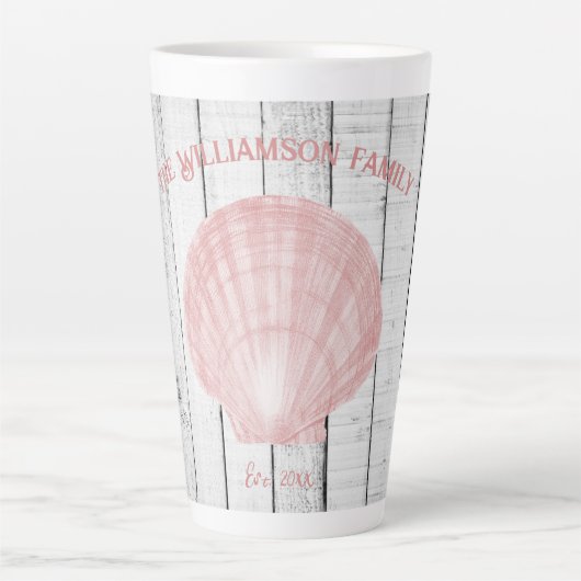 Rosa Scallop-Muschel Latte Tasse (Vorderseite)