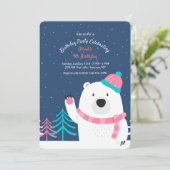 Rosa Scarf Bär Einladung (Stehend Vorderseite)