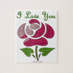 Rosa Schablone Pink I Love You Puzzle