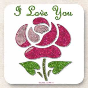 Rosa Schablone Pink I Love You Untersetzer