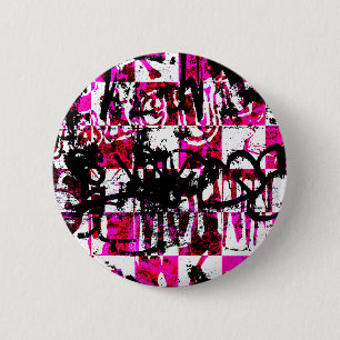Rosa Schachbrett Button