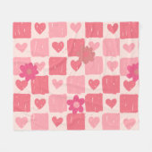 Rosa Schachbrett-Design Seitentrocknung Fleecedecke (Vorderseite (Horizontal))