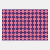 Rosa Schachbrett Diamantmuster - Multicolor-Set Geschenkpapier Set (Vorderseite)