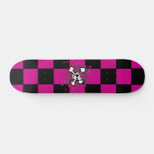 Rosa Schachbrett Girly Skull Skateboard (Horizontal)