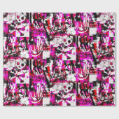 Rosa Schachbrett Graffiti Wrapping Paper Geschenkpapier (Flach)