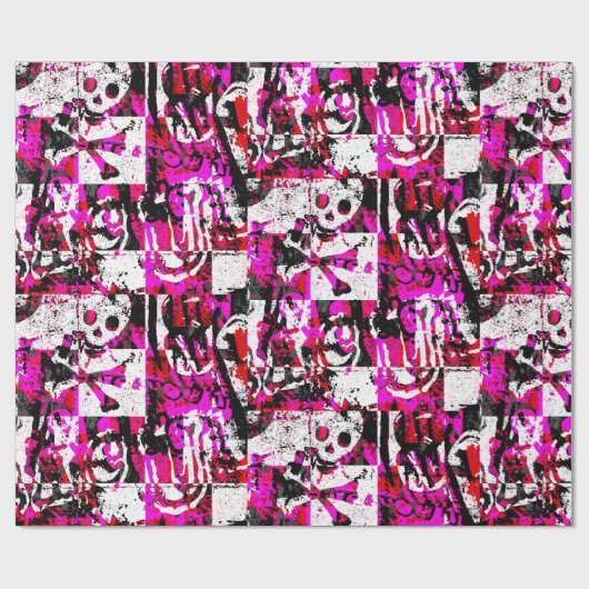 Rosa Schachbrett Graffiti Wrapping Paper Geschenkpapier (Flach)