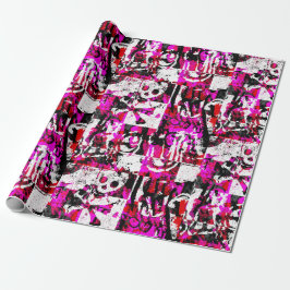 Rosa Schachbrett Graffiti Wrapping Paper Geschenkpapier